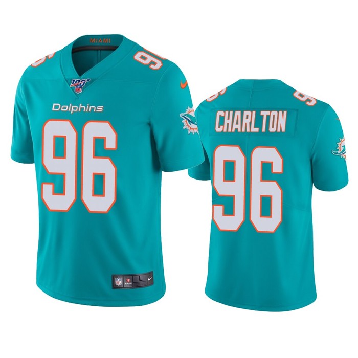 Miami Dolphins Taco Charlton Aqua 100th Season Vapor Limited Jersey