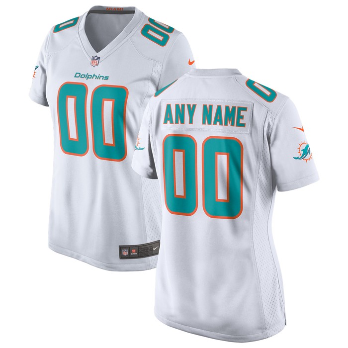 Miami Dolphins Womens Custom Jersey - White Custom Jerseys Nfl