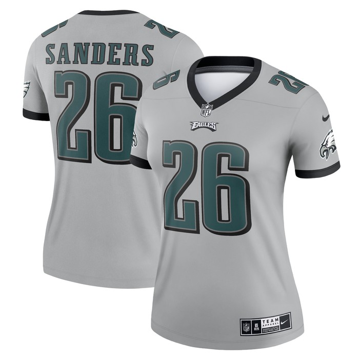 Miles Sanders Philadelphia Eagles Womens Inverted Legend Jersey - Silver Nfl