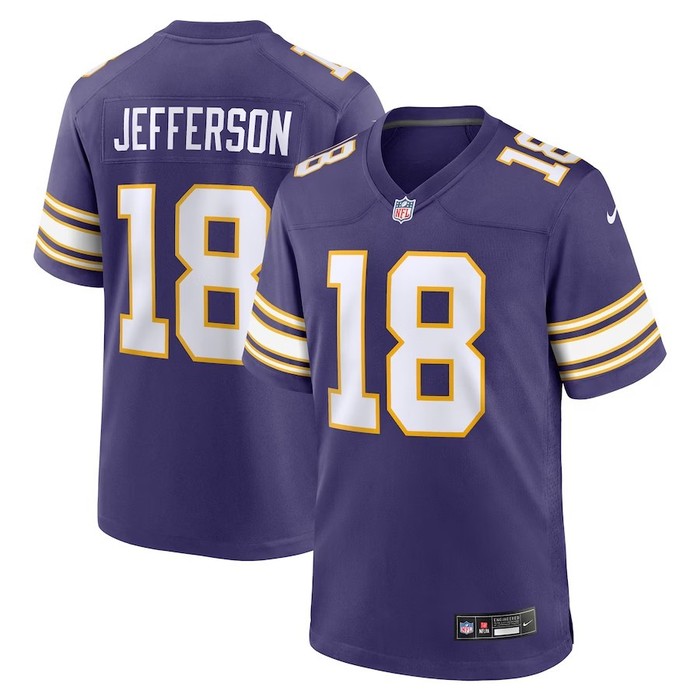 Minnesota Vikings #18 Justin Jefferson Classic Player Game Jersey - Purple - Cocomos