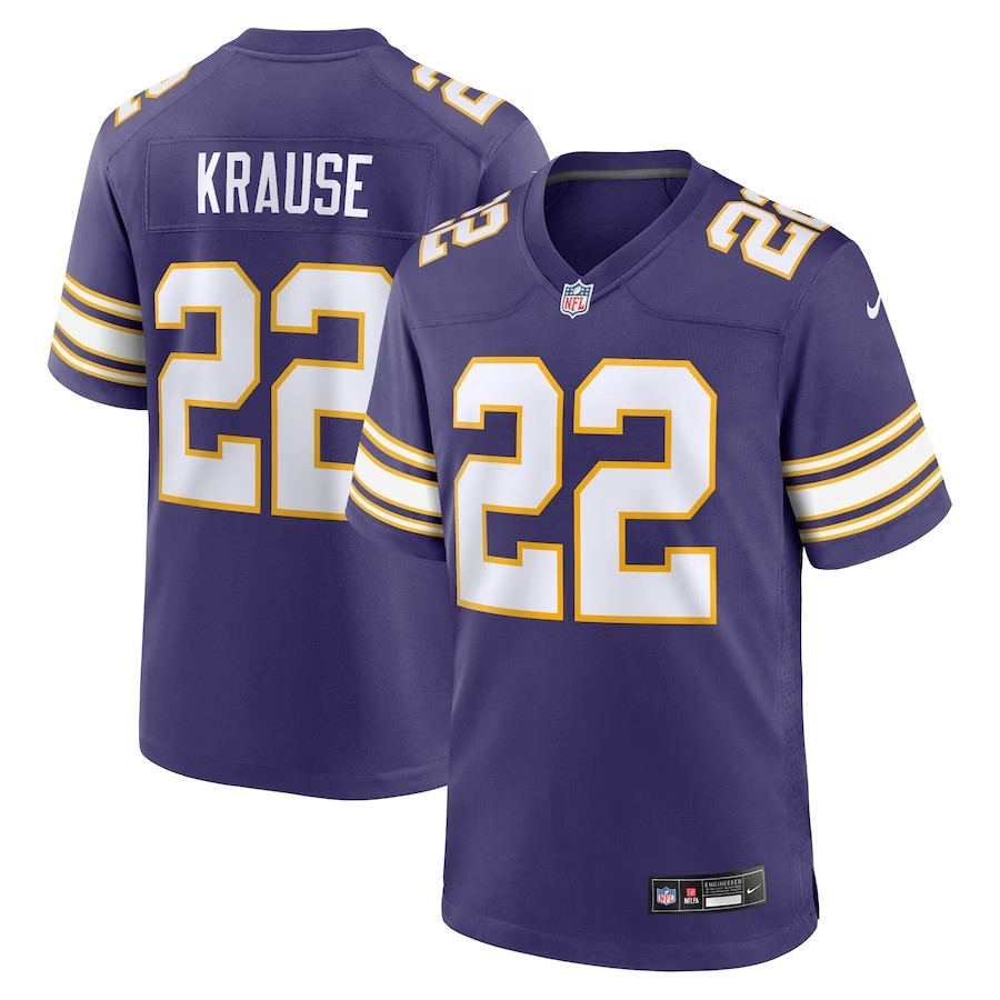 Minnesota Vikings #22 Paul Krause Classic Retired Player Jersey - Purple - Cocomos