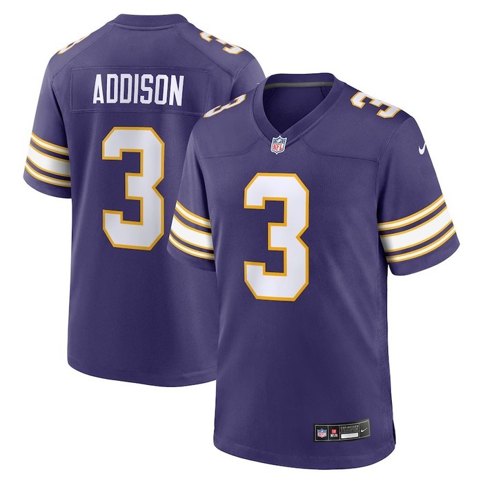 Minnesota Vikings #3 Jordan Addison Classic Player Game Jersey - Purple - Cocomos