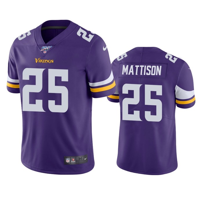 Minnesota Vikings Alexander Mattison Purple 100th Season Vapor Limited Jersey