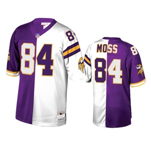 Minnesota Vikings Randy Moss Purple White Retired Player Split Jersey - Cocomos