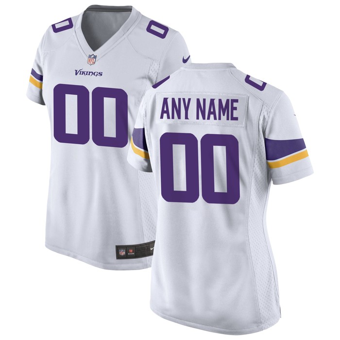 Minnesota Vikings Womens Custom Game Jersey - White Custom Jerseys Nfl