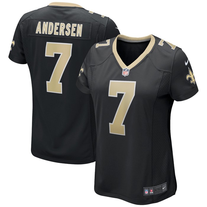 Morten Andersen New Orleans Saints Womens Game Retired Player Jersey - Black Nfl