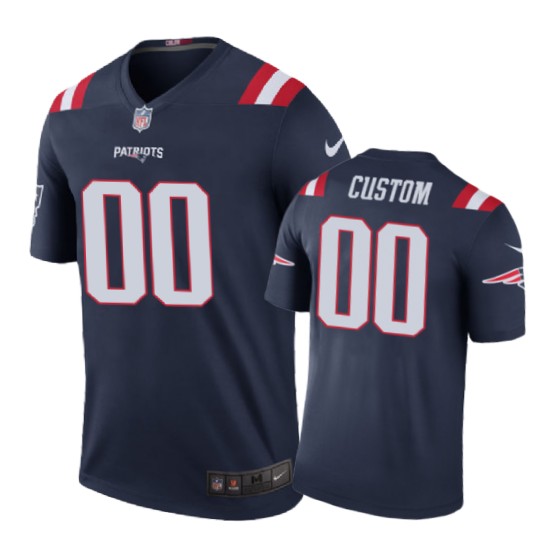 New England Patriots #00 Custom Nike Color Rush Navy Jersey - Cocomos