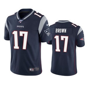 New England Patriots Antonio Brown Navy 100th Season Vapor Limited Jersey