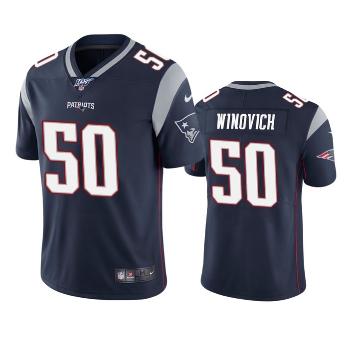 New England Patriots Chase Winovich Navy 100th Season Vapor Limited Jersey - Cocomos