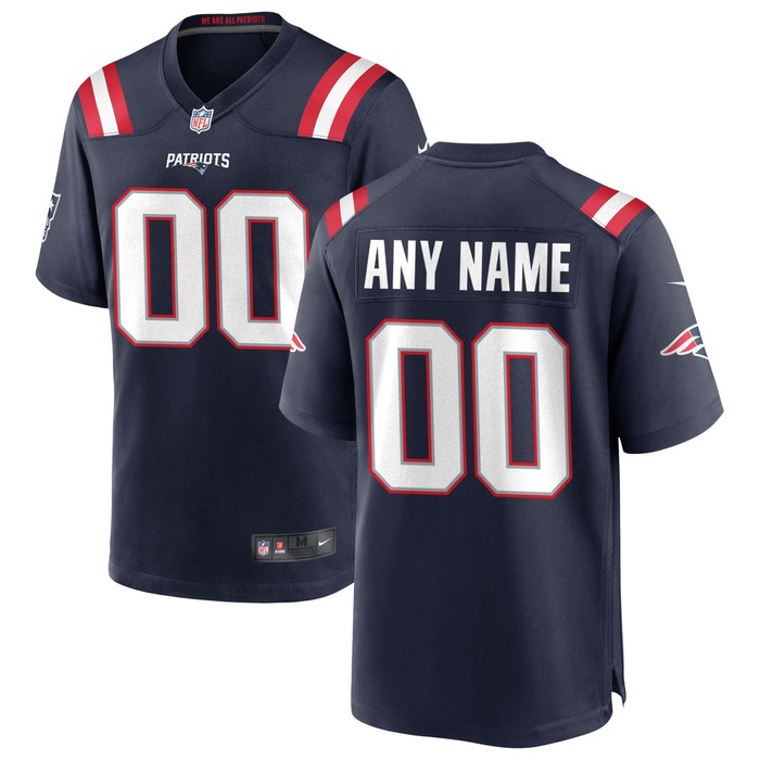 New England Patriots Custom Game Jersey Navy Custom Jerseys Nfl