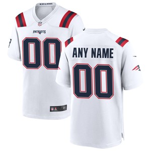 New England Patriots Custom Game Jersey - White Custom Jerseys Nfl