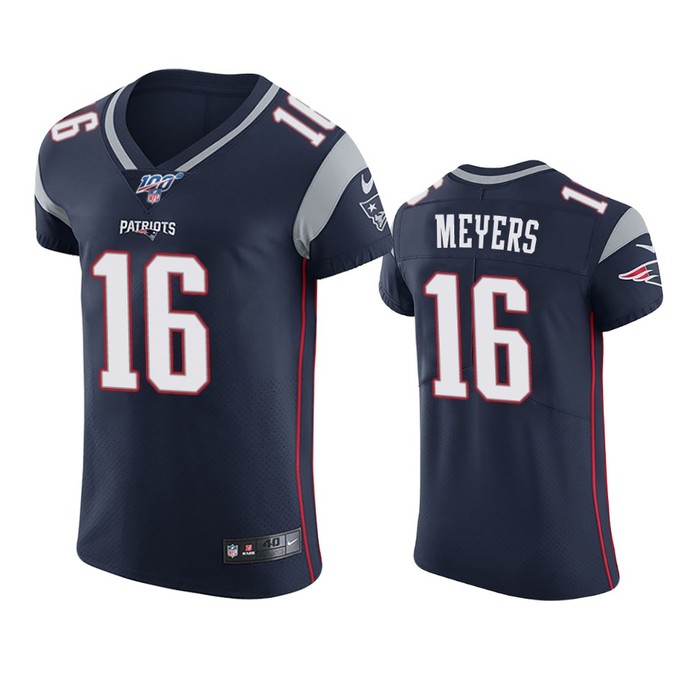 New England Patriots Jakobi Meyers Navy 100th Season Vapor Elite Jersey