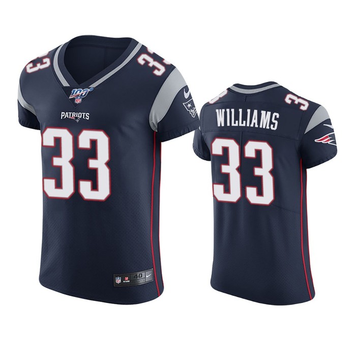 New England Patriots Joejuan Williams Navy 100th Season Vapor Elite Jersey