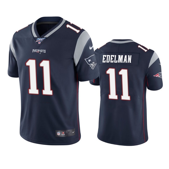 New England Patriots Julian Edelman Navy 100th Season Vapor Limited Jersey