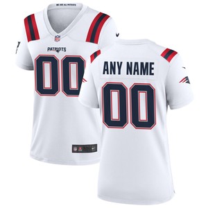 New England Patriots Womens Custom Game Jersey - White Custom Jerseys Nfl