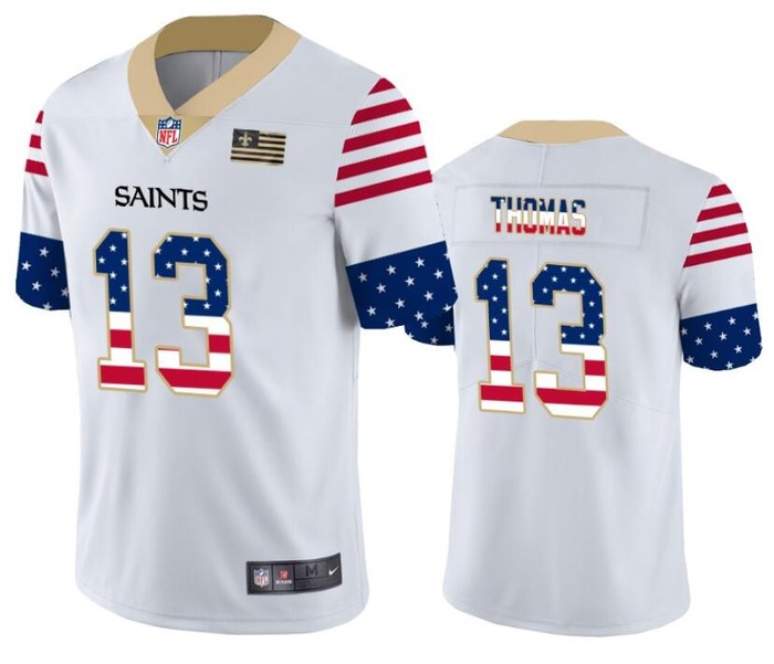 New Orleans Saints 13 White Throwback Flag Jersey