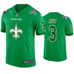 New Orleans Saints #3 Wil Lutz Jersey St. Patricks Day Kelly Green Lucky - Men