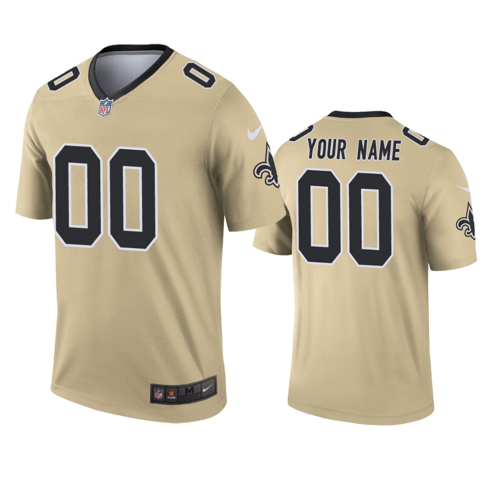 New Orleans Saints Custom Gold Inverted Legend Jersey - Cocomos