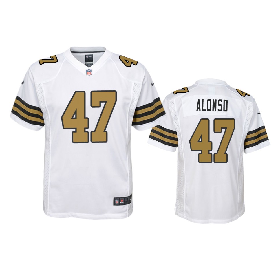 New Orleans Saints Kiko Alonso White Color Rush Game Jersey - Cocomos