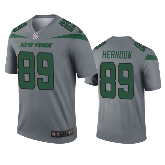 New York Jets Chris Herndon Gray Inverted Legend Jersey - Cocomos