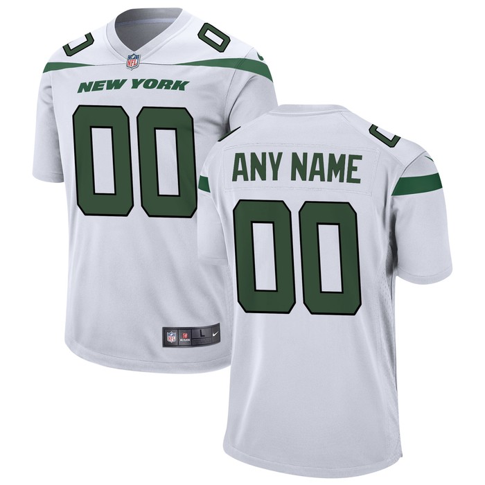 New York Jets Custom Game Jersey - White Custom Jerseys Nfl