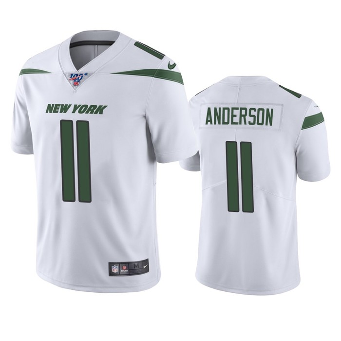 New York Jets Robby Anderson White 100th Season Vapor Limited Jersey