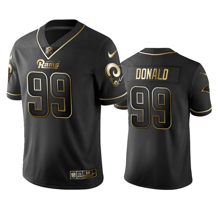 Nfl 100 Aaron Donald Los Angeles Rams Black Golden Edition Vapor Untouchable Limited Jersey - Mens