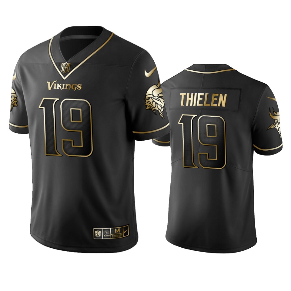 Nfl 100 Adam Thielen Minnesota Vikings Black Golden Edition Vapor Untouchable Limited Jersey - Mens - Cocomos