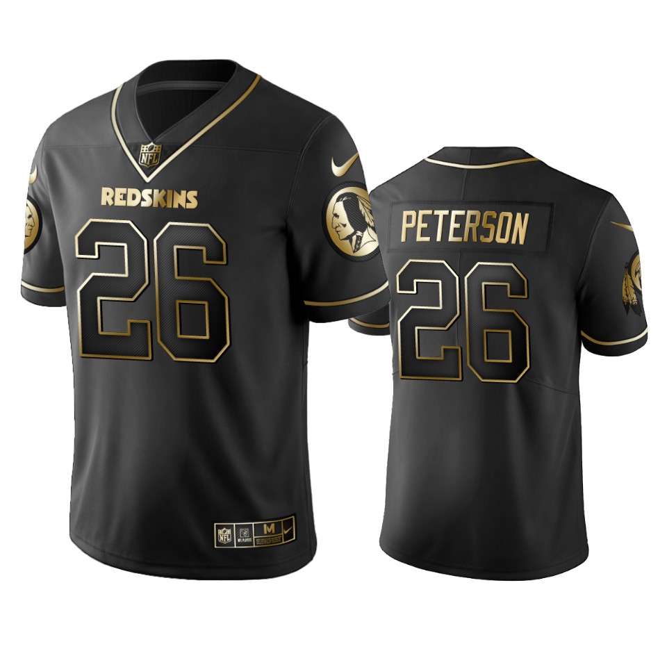 Nfl 100 Adrian Peterson Washington Redskins Black Golden Edition Vapor Untouchable Limited Jersey - Mens - Cocomos