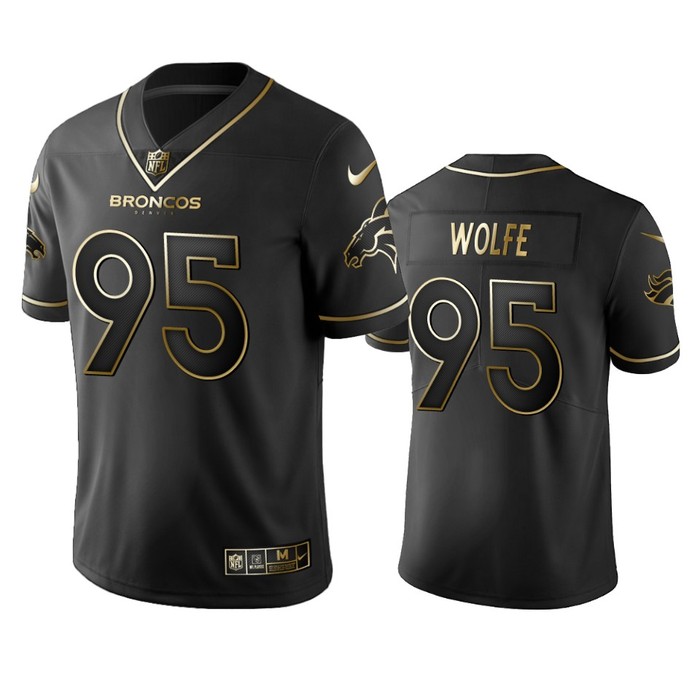 Nfl 100 Commercial Derek Wolfe Denver Broncos Black Golden Edition Vapor Untouchable Limited Jersey - Mens