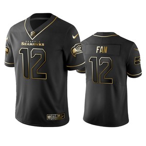 Nfl 100 Fan Seattle Seahawks Black Golden Edition Vapor Untouchable Limited Jersey - Mens