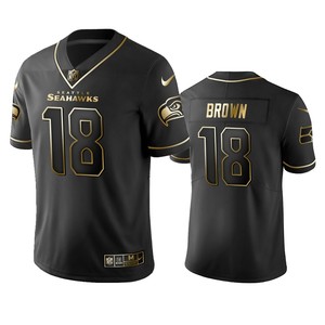 Nfl 100 Jaron Brown Seattle Seahawks Black Golden Edition Vapor Untouchable Limited Jersey - Mens