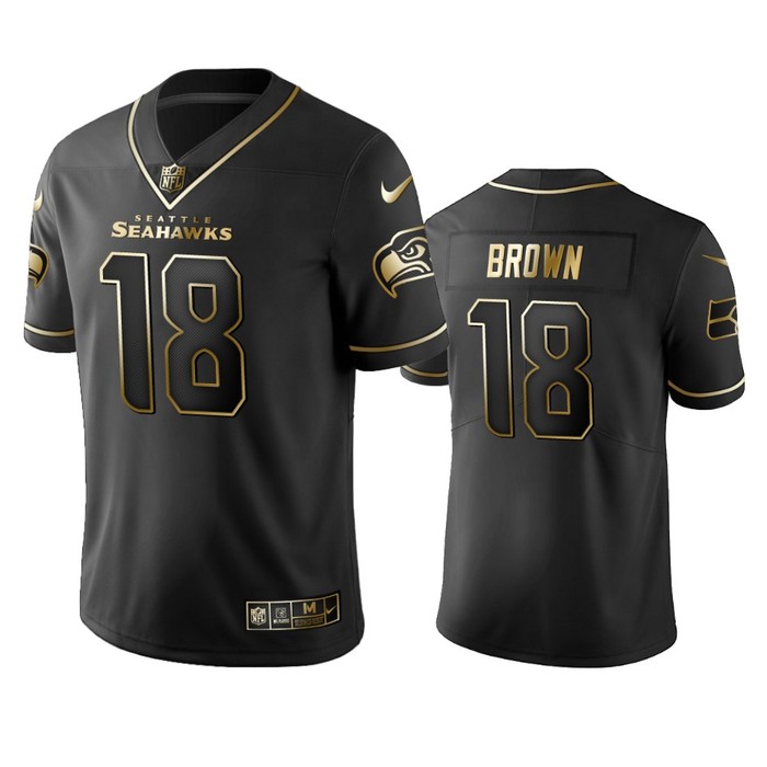Nfl 100 Jaron Brown Seattle Seahawks Black Golden Edition Vapor Untouchable Limited Jersey - Mens