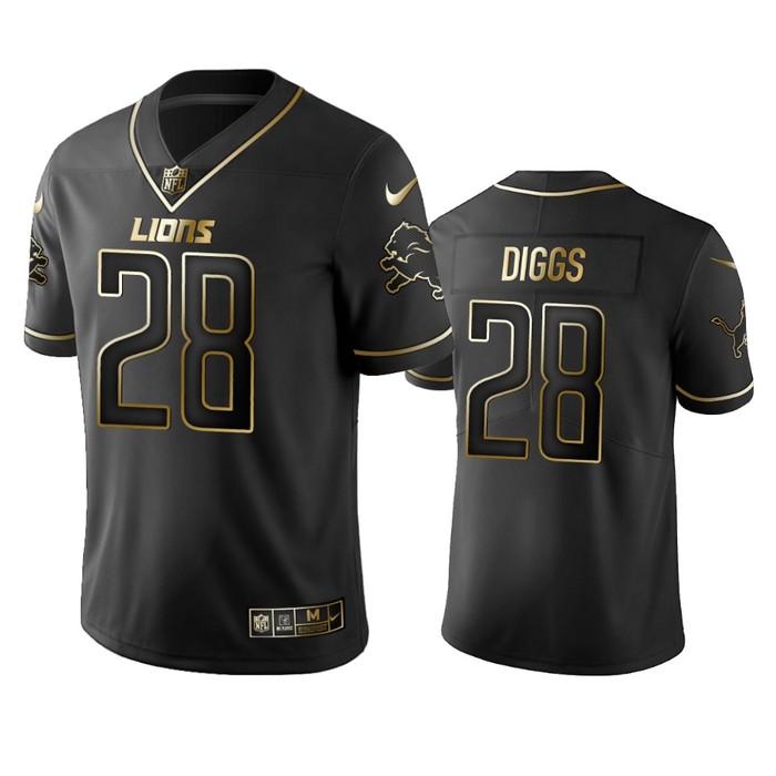 Nfl 100 Quandre Diggs Detroit Lions Black Golden Edition Vapor Untouchable Limited Jersey - Mens