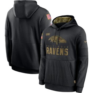 Nike Baltimore Ravens Black 2020 Salute To Service Sideline Performance Pullover Hoodie