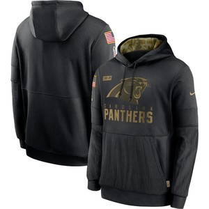 Nike Carolina Panthers Black 2020 Salute To Service Sideline Performance Pullover Hoodie