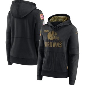 Nike Cleveland Browns Womens Black 2020 Salute To Service Performance Pullover Hoodie - Cocomos