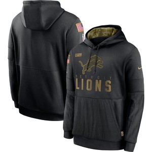 Nike Detroit Lions Black 2020 Salute To Service Sideline Performance Pullover Hoodie