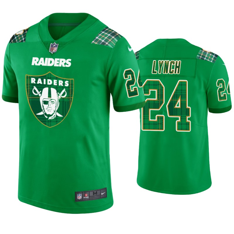 Oakland Raiders #24 Marshawn Lynch Jersey St. Patricks Day Kelly Green Lucky - Men - Cocomos