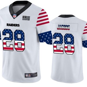 Oakland Raiders 28 White Throwback Flag Jersey