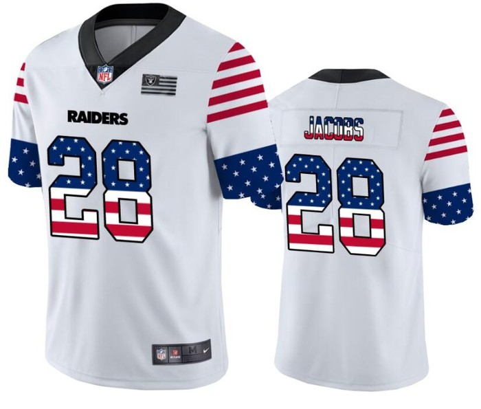 Oakland Raiders 28 White Throwback Flag Jersey