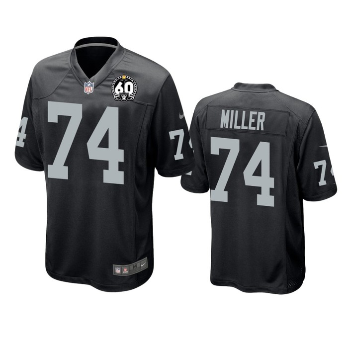 Oakland Raiders Kolton Miller Black 60th Anniversary Game Jersey