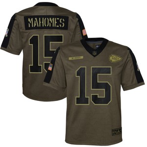 Patrick Mahomes Kansas City Chiefs 2021 Salute To Service Game Jersey - Olive Nfl