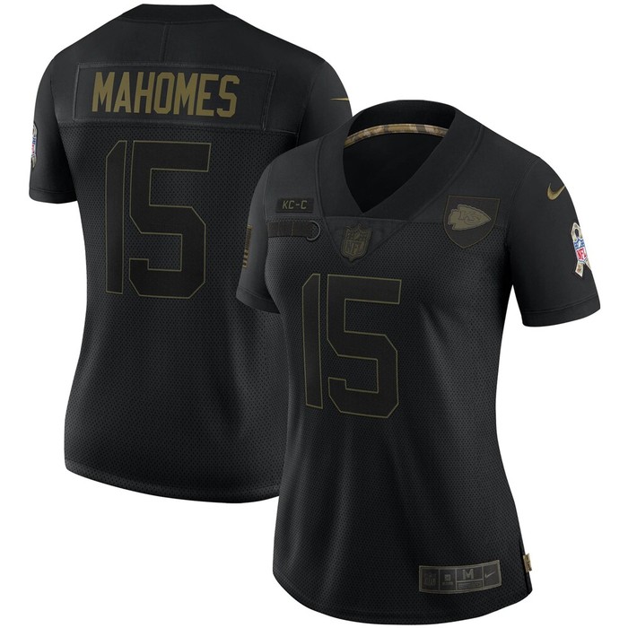 Patrick Mahomes Kansas City Chiefs Womens 2020 Salute To Service Limited Jersey - Black