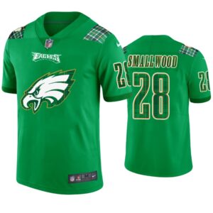 Philadelphia Eagles #28 Wendell Smallwood Jersey St. Patricks Day Kelly Green Lucky - Men - Cocomos