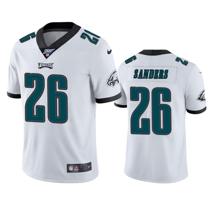 Philadelphia Eagles Miles Sanders White 100th Season Vapor Limited Jersey