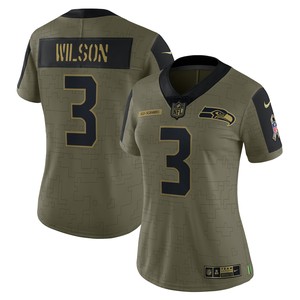 Russell Wilson Seattle Seahawks Womens 2021 Salute To Service Limited Player Jersey - Olive Nfl