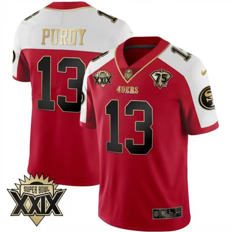 San Francisco 49ers #13 Brock Purdy Red Gold Super Bowl Xxix Patch Limited Stitched Jersey - Cocomos