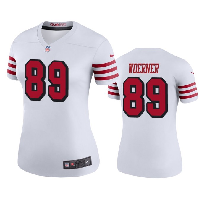 San Francisco 49ers Charlie Woerner White Color Rush Legend Jersey - Womens - Cocomos