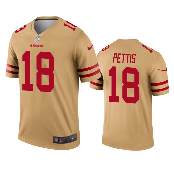 San Francisco 49ers Dante Pettis Gold Inverted Legend Jersey - Cocomos